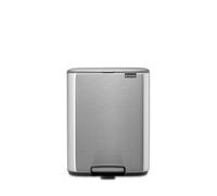 Brabantia Bo Pedal Bin 12L (Matt Steel Fingerprint Proof), Soft Closing Waste Bin with Light Pedal Operation