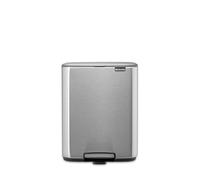 Brabantia Bo Pedal Bin 12L (Matt Steel Fingerprint Proof), Soft Closing Waste Bin with Light Pedal Operation, Easy to Clean Removable Plastic Inner Bucket with Free PerfectFit Rubbish Bags Included