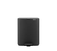Brabantia Bo Pedal Bin 12L (Mineral Infinite Grey), Soft Closing Waste Bin with Light Pedal Operation, Easy to Clean Removable Plastic Inner Bucket with Free PerfectFit Rubbish Bags Included