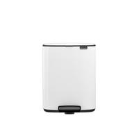 Brabantia Bo Pedal Bin 12L (White), Soft Closing Waste Bin with Light Pedal Operation, Easy to Clean Removable Plastic Inner Bucket with Free PerfectFit Rubbish Bags Included