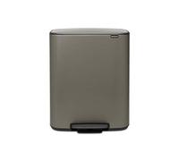 Brabantia Bo Pedal Bin - 2 x 30L Inner Buckets (Platinum) Large Waste/Recycling Kitchen Bin - Soft Closing Lid