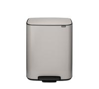 Brabantia Bo 2 x 30L Dual Compartment Pedal Bin - Soft Grey (255069)
