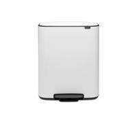 Brabantia Bo Pedal Bin - 2 x 30L Inner Buckets (White) Large Waste/Recycling Kitchen Bin - Soft Closing Lid
