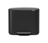 Brabantia Bo Pedal Bin - 3 x 11L Inner Buckets (Matt Black) - Waste/Recycling Kitchen Bin - Soft Closing Lid