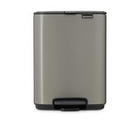 Brabantia Bo Pedal Bin 4L (Platinum), Space-Efficient and Soft Closing Waste Bin with Light Pedal Operation, Easy to Clean Removable Plastic Inner Bucket with Free PerfectFit Rubbish Bags Included