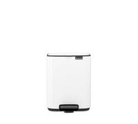 Brabantia Bo Pedal Bin 7L (White), Space-Efficient and Soft Closing Waste Bin with Light Pedal Operation, Easy to Clean Removable Plastic Inner Bucket with Free PerfectFit Rubbish Bags Included