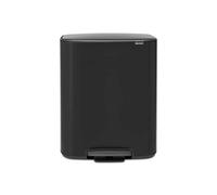 Brabantia Bo Pedal Bin - 2 x 30L Inner Buckets (Matt Black) Large Waste/Recycling Kitchen Bin - Soft Closing Lid