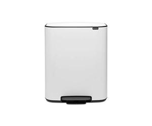 Brabantia Bo Pedal Bin, White, 2 x 30L Inner Buckets | Large Volume, Waste/Recycling Kitchen Bin, Soft Closing Lid, Removable Inner Buckets, Brabantia Bin Bags (Code O) Enclosed
