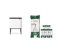 Brabantia Bo Touch Bin - 1 x 36 Litre Inner Buckets (White) Waste/Recycling Kitchen Bin + R Liners Multipack Box (120 rolls)