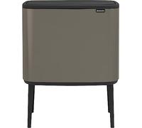 Brabantia Bo Touch Bin - 11L + 23L Inner Buckets (Platinum) Waste/Recycling Kitchen Bin with Removable Compartments + Free Bin Bags