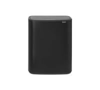 Brabantia Bo Touch Bin - 2 x 30L Inner Buckets (Matt Black) Large Waste/Recycling Kitchen Bin - Soft-touch