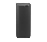Brabantia Bo Touch Bin 30L (Mineral Infinite Gray), Space-Efficient and Rectangular Waste Bin with Soft-Touch Opening System, Easy to Clean Inner Bucket with Free PerfectFit Rubbish Bags Included