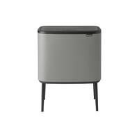 Brabantia Bo Touch Bin - 2 x 30L Inner Buckets (Mineral Concrete Grey) Large Waste/Recycling Kitchen Bin - Soft-touch
