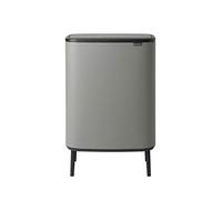 Brabantia Bo Touch Bin Hi - 2 x 30L Inner Buckets (Mineral Concrete Grey) Large Waste/Recycling Kitchen Bin - Soft-touch