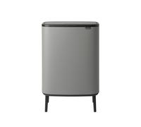 Brabantia Bo Touch Bin Hi - 2 x 30L Inner Buckets (Mineral Concrete Grey) Large Waste/Recycling Kitchen Bin - Soft-touch