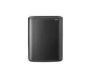 Brabantia Bo Touch Kitchen Bin 60L | XXL Soft-Touch Rubbish Bin with Inner Bucket | Space-Saving Flat Back Bin for Kitchen | Stylish Waste Solution | Confident Grey