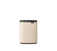 Brabantia Bo Waste Bin 7L | Compact Rectangular Rubbish Bin with Soft-Close Lid and Removable Inner Bucket | Wall-Mountable or Freestanding Design for Bathroom, Kitchen, or Office | Soft Beige