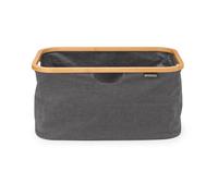 Brabantia - Foldable Laundry Basket 40L - Water Resistant Hamper for Wet & Dry Laundry - Storage Basket for Clothes & Linen - Bamboo Rim for Easy Grip - Garment Washing - Home Accessory - Pepper Black