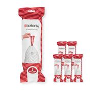 Brabantia 138362 PerfectFit Bin Liners Multipack (Size J/20-25 Litre) Thick Plastic Trash Bags with Tie Tape Drawstring Handles (120 Bags), White