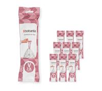 Brabantia 137686 PerfectFit Bin Liners Multipack (Size V/2-3 Litre) Thick Plastic Trash Bags with Tie Tape Drawstring Handles (200 Bags), White