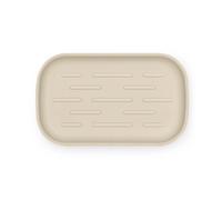 Brabantia - ReNew Soap Dish - Soap Holder with Soft Non-Slip Base - Ribs Keep the Soap High & Dry - Non-Scratching - Corrosion Resistant - Bathroom Accessory - Soft Beige - 13.5 x 8 cm