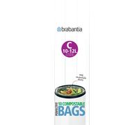 Brabantia Compostable Bin Liners for Food Waste & Organic Composting (Size C/10-12 Litre) Biodegradable Small Bin Bags (Pack of 10 Bags)