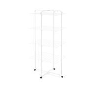 Brabantia HangOn Tower Drying Rack, 30m (White), Tall Foldable Clothes Rack, Space-Saving Laundry Drying Stand with Wheels and Hooks