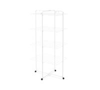 Brabantia HangOn Tower Drying Rack, 30m (White), Tall Foldable Clothes Rack, Space-Saving Laundry Drying Stand with Wheels and Hooks