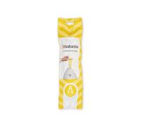 Brabantia IdealFit Bin Liners (Size A/3 Litre) Ideal Quality Thick Plastic Trash Bags with Tie Tape Drawstring Handles (20 Bags), White