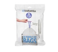 Brabantia IdealFit Bin Liners (Size D/15-20 Litre) Ideal Quality Thick Plastic Trash Bags with Tie Tape Drawstring Handles (40 Bags)