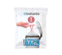 Brabantia IdealFit Bin Liners (Size V/3 Litre) Ideal Quality Thick Plastic Trash Bags with Tie Tape Drawstring Handles (60 Bags)