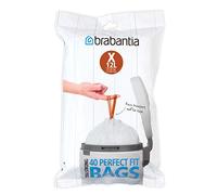 Brabantia IdealFit Bin Liners (Size X/10-12 Litre) Ideal Quality Thick Plastic Trash Bags with Tie Tape Drawstring Handles (40 Bags)