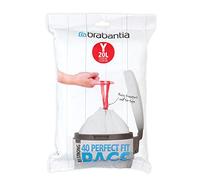 Brabantia IdealFit Bin Liners (Size Y/20 Litre) Ideal Quality Thick Plastic Trash Bags with Tie Tape Drawstring Handles (40 Bags)