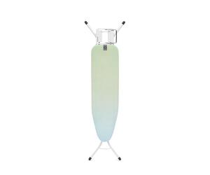 Brabantia Ironing Board A, 110x30cm - Soothing Sea | 100% Fairtrade Cotton | Compact & Stable Design | Adjustable Height & Steam Iron Rest | Child & Transport Locks
