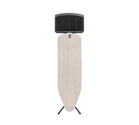 Brabantia Ironing Board B, 124x38cm - Denim Grey | 100% Fairtrade Cotton | For Steam Generator Irons | Large Metal Steam Unit Holder | Stable & Anti-Wobble FramE | Foldable with Adjustable Height