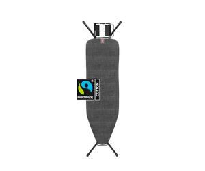 Brabantia Ironing Board B, Denim Black, 124 x 38 cm | Adjustable Iron Rest, Adjustable Height, Non-Slip Rubber Feet, Cotton Cover with Foam Layer, Foldable