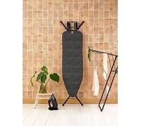 Brabantia - Ironing Board B - With Adjustable Iron Rest - Adjustable in Height - Non-Slip Rubber Feet - Cotton Cover with Foam Layer - Foldable - Denim Black - 124x38 cm