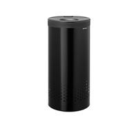 Brabantia Laundry Basket with Lid | 35L Washing Bin with Removable Cotton Bag & Quick-Drop Opening | Space-Saving Laundry Hamper | Matt Black