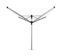 Brabantia 50m Lift-O-Matic Advance Rotary Washing Line (Grey) Multiple Height Adjustments, Folding Outdoor Rotating Clothes Dryer + 50 mm Ground Tube & Accessories