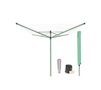 Brabantia Lift-O-Matic Outdoor 4 Arm Clothesline (164 ft/ 1.8"""") Height Adjustable Folding Clothes Drying Rack + Ground Spike Cover + Bag of Cl
