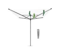 Brabantia LiftOMatic 60 Metres of Clothes Line Adjustable in Height UVResistant NonSlip Lining Umbrella System Rotary Dryer with Ground Sp