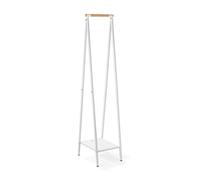 Brabantia - Linn Clothes Rack, Compact - Free Standing Clothing Rail - Clothes Storage - Hang, Air, or Dry Clothes - Sturdy Steel Frame & Bamboo Rod - 47.6 cm x 34 cm x 170 cm - White