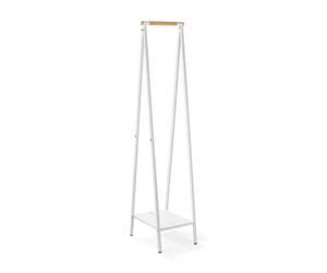Brabantia - Linn Clothes Rack, Compact - Free Standing Clothing Rail - Clothes Storage - Hang, Air, or Dry Clothes - Sturdy Steel Frame & Bamboo Rod - 47.6 cm x 34 cm x 170 cm - White