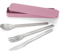 Brabantia - Make & Take Cutlery Set with Case - Pack of 3: Cutlery Knife, Spoon, & Fork - Hygienic Compact Design - Stainless Steel - Dishwasher Safe - Travel Cutlery Set for 1 Person - Lilac Pink