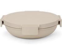 Brabantia Make & Take Lunch Bowl 1L (Soft Beige), Compact Flat Design Salad Bowl with Airtight Closure, Leakproof Bowl with Lid