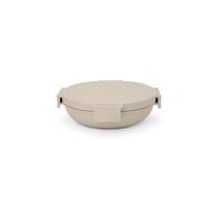 Brabantia Make & Take Lunch Bowl 1L (Soft Beige), Compact Flat Design Salad Bowl with Airtight Closure, Leakproof Bowl with Lid