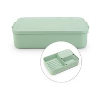 Brabantia - Make & Take Lunch Box Bento (2L) - Removable Compartments for Food Separation - Lid with Clips - Suitable for Freezer - Dishwasher & Microwave Safe - Jade Green - 25.5 x 16.7 x 6.2 cm