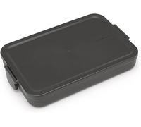 Brabantia - Make & Take Lunch Box Flat - Medium Volume (1.1L) - BPA-Free - Lid with Clips - Suitable for Freezer - Dishwasher & Microwave Safe - Dark Grey - 25.5 x 16.6 x 3.7 cm