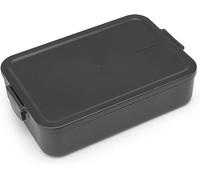 Brabantia - Make & Take Lunch Box - Large Volume (2L) - BPA-Free - Lid with Clips - Suitable for Freezer - Dishwasher & Microwave Safe - Dark Grey - 25.5 x 16.7 x 6 cm
