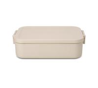 Brabantia Make & Take Lunch Box Bento (1.1L), Removable Compartments for Food Separation, Plastic Food Container Lid with Clips, Bento Box, Dishwasher & Microwave Safe, Soft Beige, 20 x 13.5 x 5.5 cm